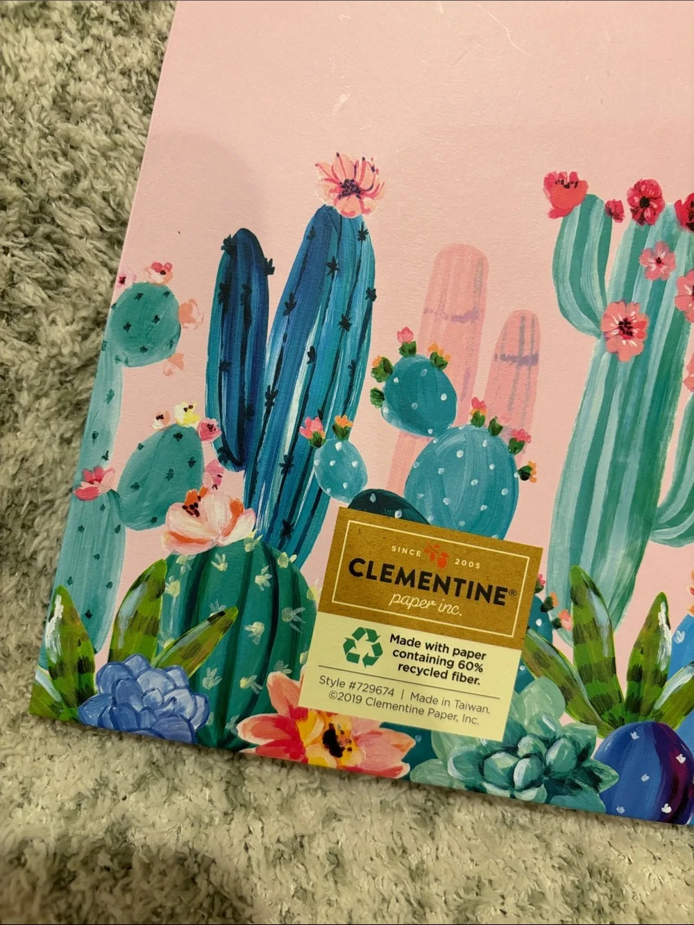 Clementine Pink Cactus Floral Spiral Writers Journal Notebook NWT ~160 lined pgs